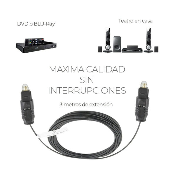 Cable De Fibra Optica Audio 3M Toslink Alta Calidad