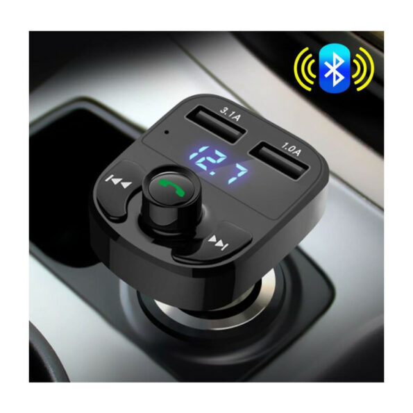 Cargador de coche carro con transmisor FM y Bluetooth para Telefonos Smart  Phone