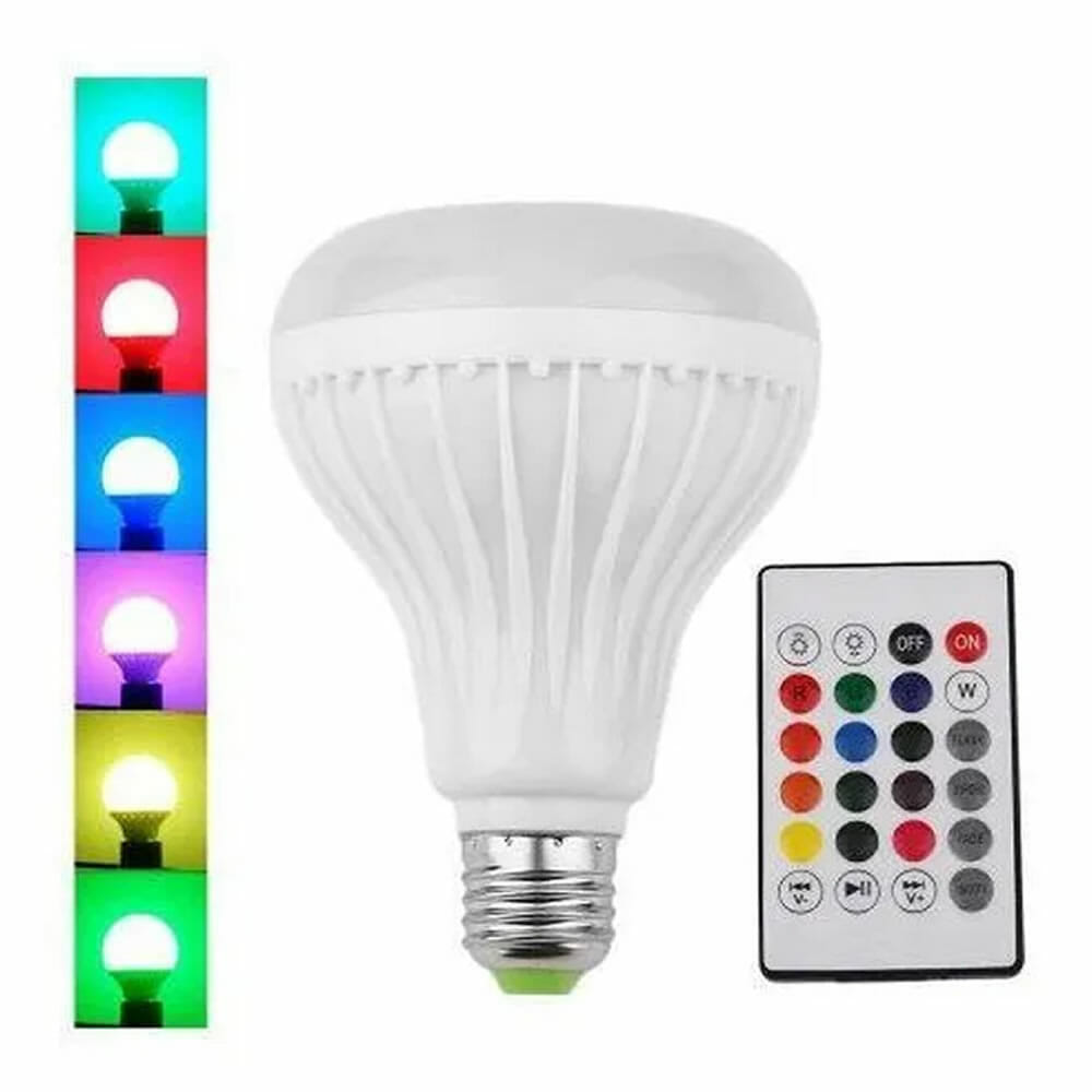 Fdit Bombillas LED de control remoto, cambio de color E27 12 W LED RGB  altavoz bombilla inalámbrica reproducción de música lámpara de luz con  control