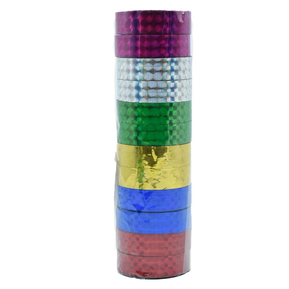 Paquete con 12 cintas adhesivas decorativas holográficas con ancho de 1.2cm  / fz-11-2 / ar033 / aa-1028 – Joinet
