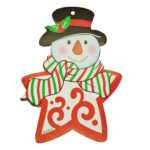 Paquete adorno colgante navideño chico, hielo seco, bota, muñeco nieve, santa, campanas 1