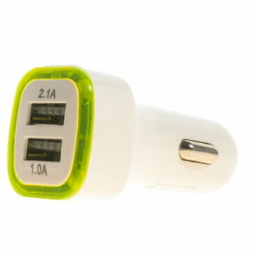 Cargador plug-in con luz led y con dos entradas usb