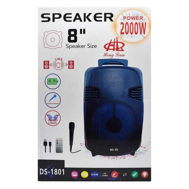 Bocina portable party speaker front load ds-1801