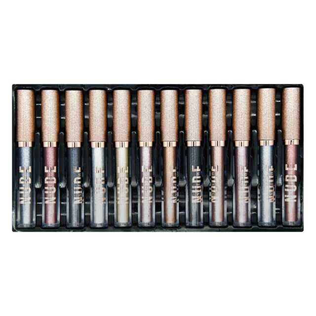 Paquete de sombras glitter 12 pzs / new nude / water eye shadow / h-193