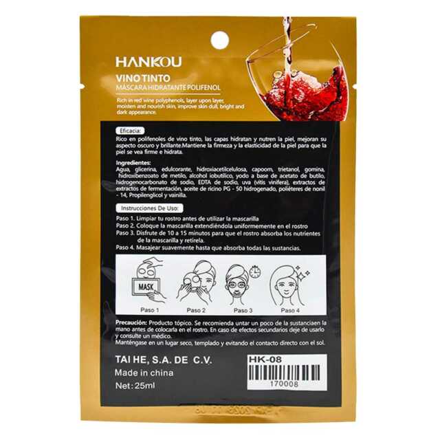 Mascarilla hidratante de vino tinto hk-08