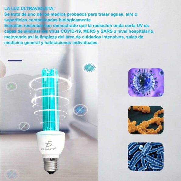 Foco sanitizante esterilizador ultravioleta uv 20w 110v ozono hog.30/hog30