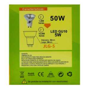 Foco led dicroico 5w base gu-10 luz blanca jlg-5b jwj