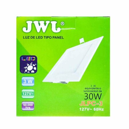 Panel de led para empotrar cuadrado 3w luz blanca jlpc-3b jwj