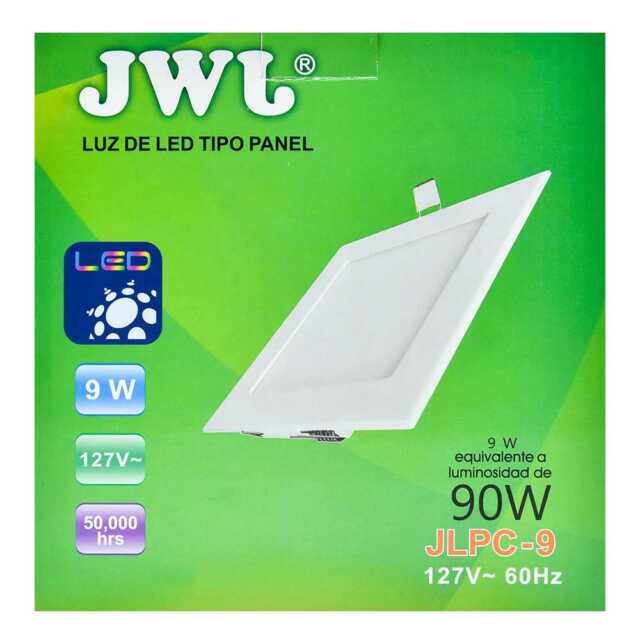 Panel de led para empotrar cuadrado 9w luz blanca jlpc-9b