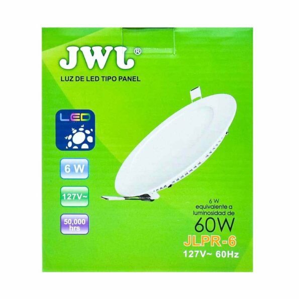 Panel de led para empotrar redondo 6w luz blanca jlpr-6b marca jwj