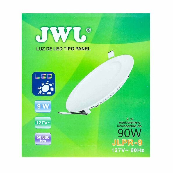 Panel de led para empotrar redondo 9w luz blanca jlpr-9b marca jwj