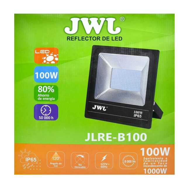 Reflector led tipo smd facetado ip65 100w luz blanca jlre-b100b marca jwj