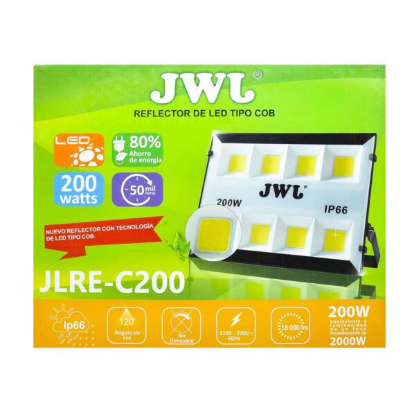 Reflector led tipo cob ip66 200w luz blanca jlre-c200b jwj