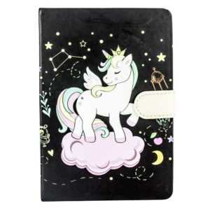 Libreta pasta dura con broche y estampado de unicornio k90020