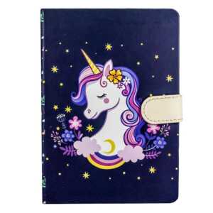 Libreta pasta dura con broche y estampado de unicornio k90021