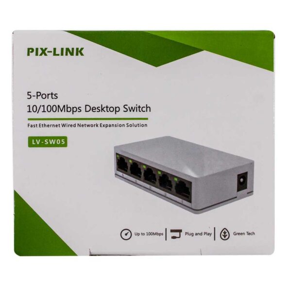 Multiconector ethernet con 5-ports red-05