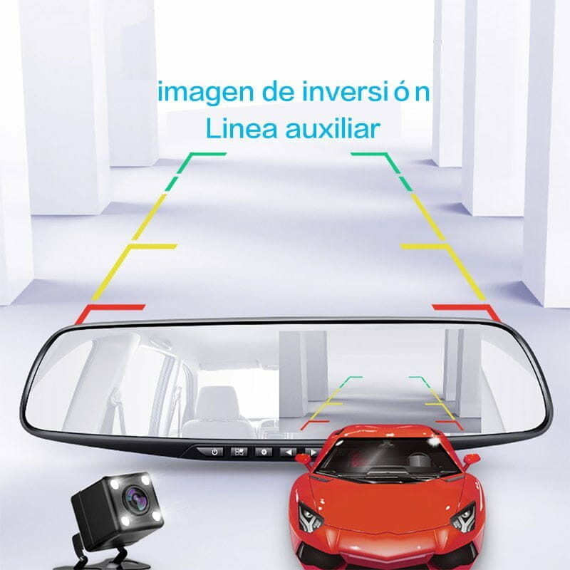 Cámara de espejo para coche, grabadora de vídeo con pantalla