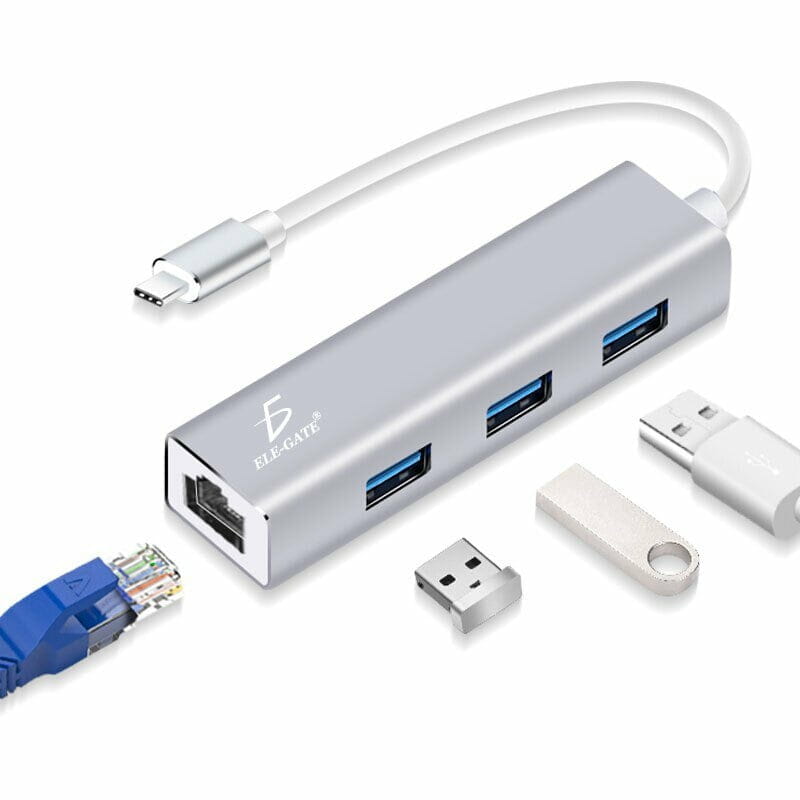 Promate Gigahub-C Hub Adaptador USB-C a Ethernet 3 Puertos USB 3.0 Todos  Dispositivos USB-C