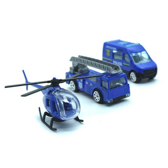 Set de carros policia, bombero y helicoptero g1288i