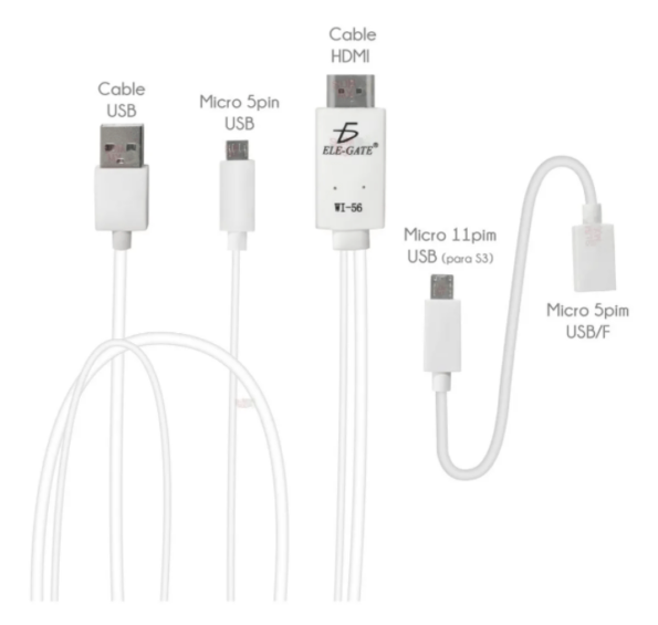 Cable mhi /micro/ usb/ hdmi/ para celular android wi56 ele gate