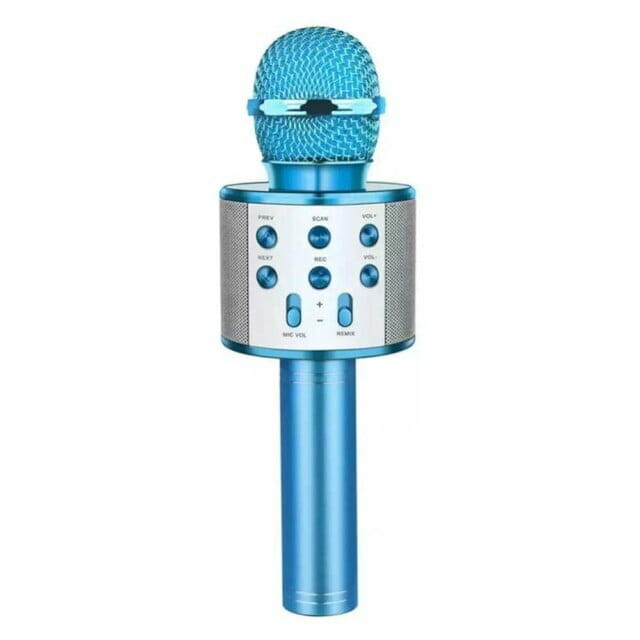 Bocina en forma de micrófono azul
