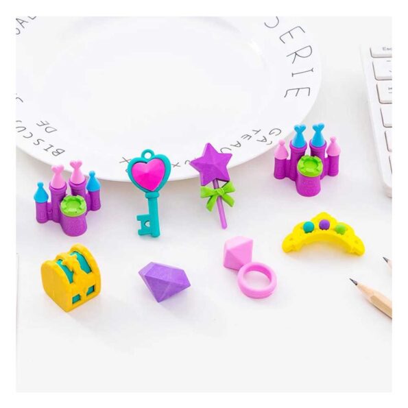 Set de borradores de figuritas con diseño de accesorios de princesa sueltos