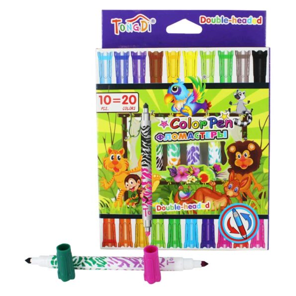 Paquete de plumones de dos colores para niños