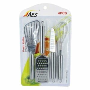 Kit 4 pzas utencilios de cocina acero inoxidable