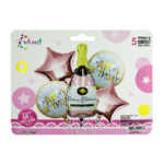 Set 5 pzas globo feliz cumpleaños botella de champagne hw-155-2