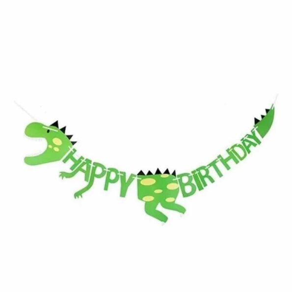 1pza Banderín happy birthday en forma de dinosaurio party gala -a-547