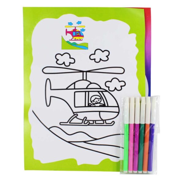 Set de dibujos con plumones de 6 colores para niños