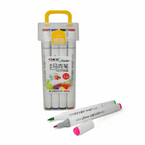 Estuche de plumones acuacolor de 12 colores de doble punta para niños