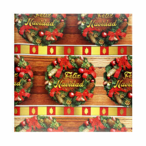 Papel navideño para regalo con diseño de coronas en tono café