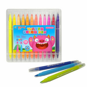 Estuche de 24 plumones punta pincel y mediana para niños