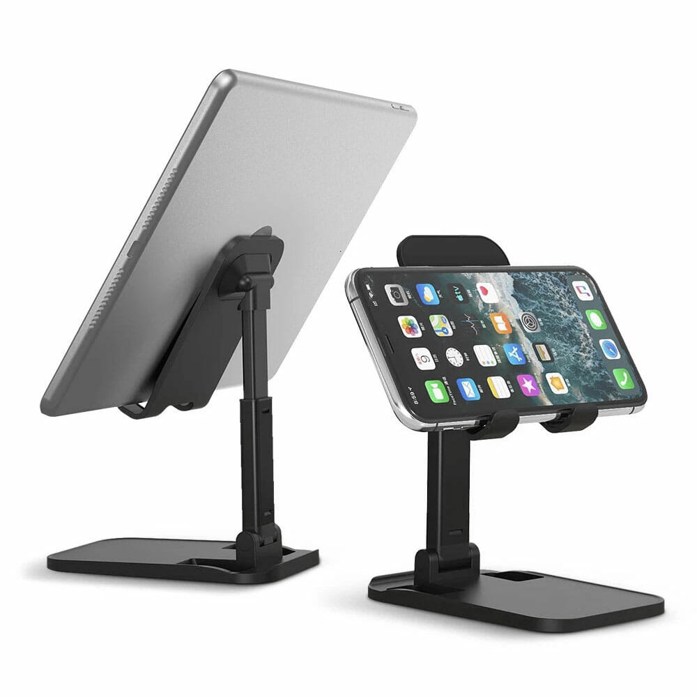 Soporte para tableta con soporte para teléfono celular de escritorio,  soporte de plástico para teléfono móvil.