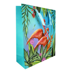 1pza Bolsa mediana de regalo, con diseño de flamingo, variedad de colores 26x32cm 501222
