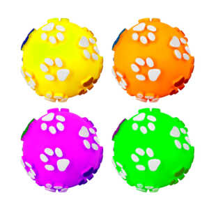 Pelota pequeña con chifle sonido con diseño de huellas para mascota 8cm, variedad de colores / jr1185 / pet products / lf-cw9831