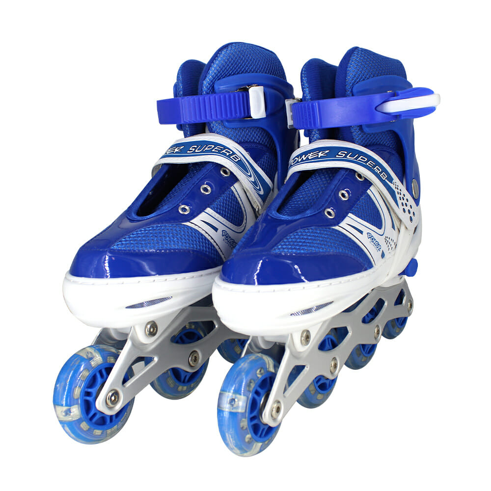 Patines de 4 ruedas en linea para niño, en color azul talla grande by-903l  – Joinet