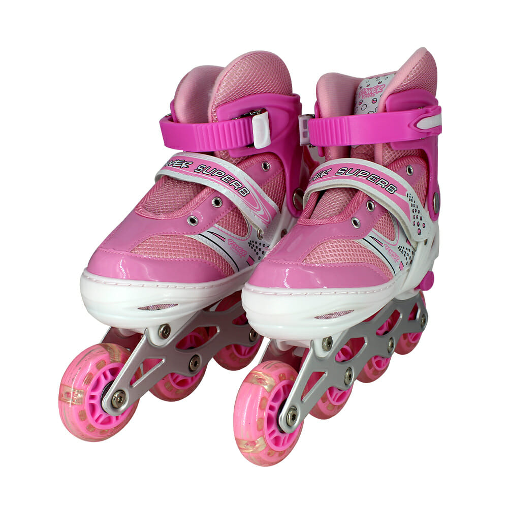 Patines en línea para mujer, patín en línea, para niños, ajustable, 4  ruedas, patines para niños, rosa rojo recto, rosa rojo doble fila-S