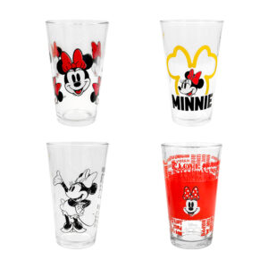 1pza Vaso transparente redondo de vidrio con capacidad de 480ml y diseño de minnie mouse, variedad de diseños / h1-vr184 / h1-vr196 / h1-211 / h3-vr311 / 097800