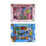 Caja de borradores de figuritas con diseños de princesa o vehículos