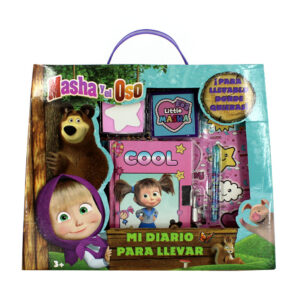 Diario infantil con portada de Masha y el Oso y accesorios