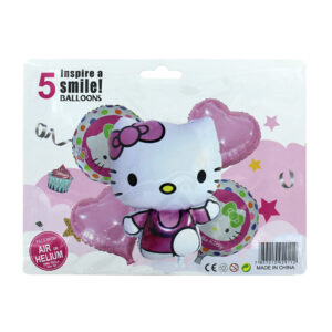 Set 5 globos con diseño de hello kitty