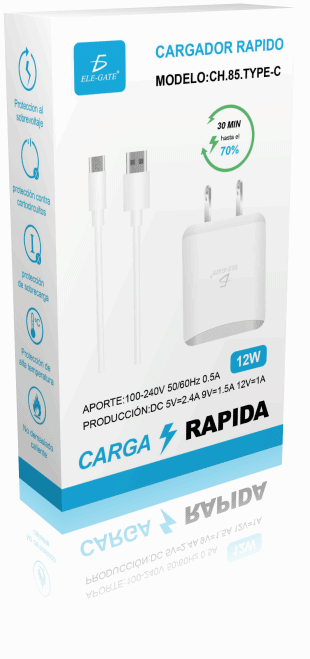 Cargador Tipo C Super Carga Rapida 25W con Cable USB C - ELE-GATE