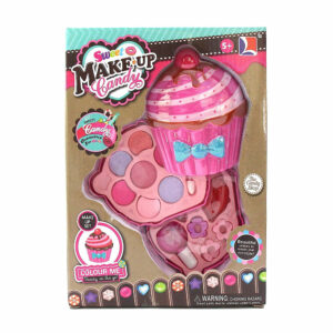 estuche de cupcake con maquillaje