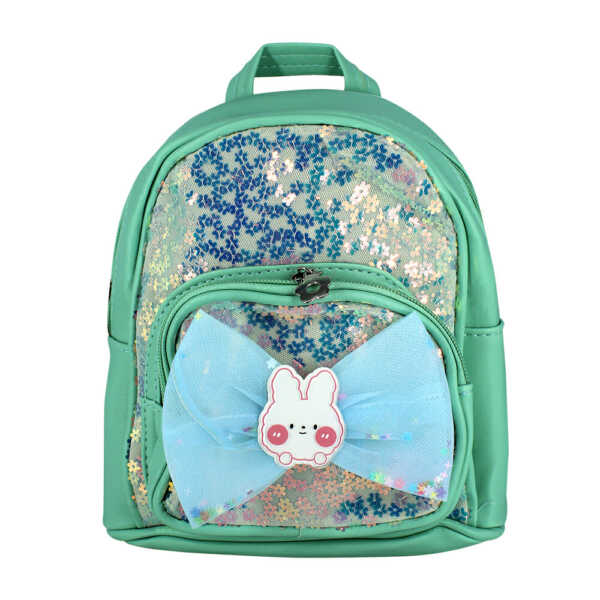 Mini mochila para niña con estampado de flores tornasol + moño con conejo sk-258 / R0X294
