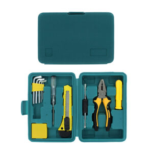 Kit estuche con 11 herramientas multifuncionales, cutter, pinzas, flexómetro, 5 llaves allen, desarmadores / 16370