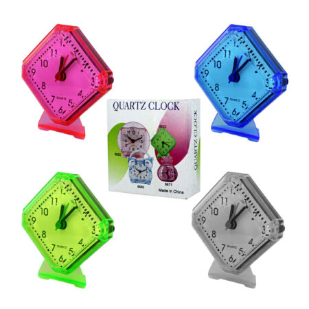 Reloj despertador de plástico, en forma de rombo, variedad de colores / wq15102