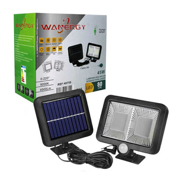 Lámpara solar wanergy para exterior con sensor de movimiento 45w / 8000k 40755 / R861