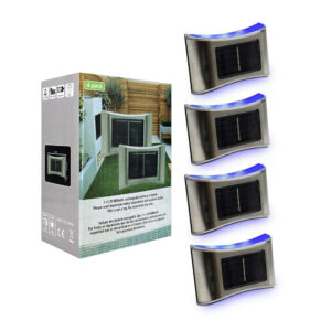 Set 4 lámparas de pared con luz led azul y panel solar 600mah bdk-2c